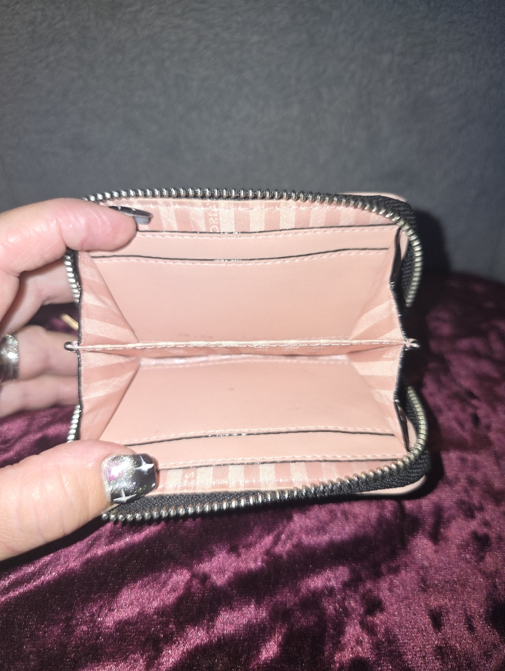 NWOT Women's Zip Wallet - Blush Pink, Black & Silver Accent BY Victoria's Secret - Picture 5 of 5